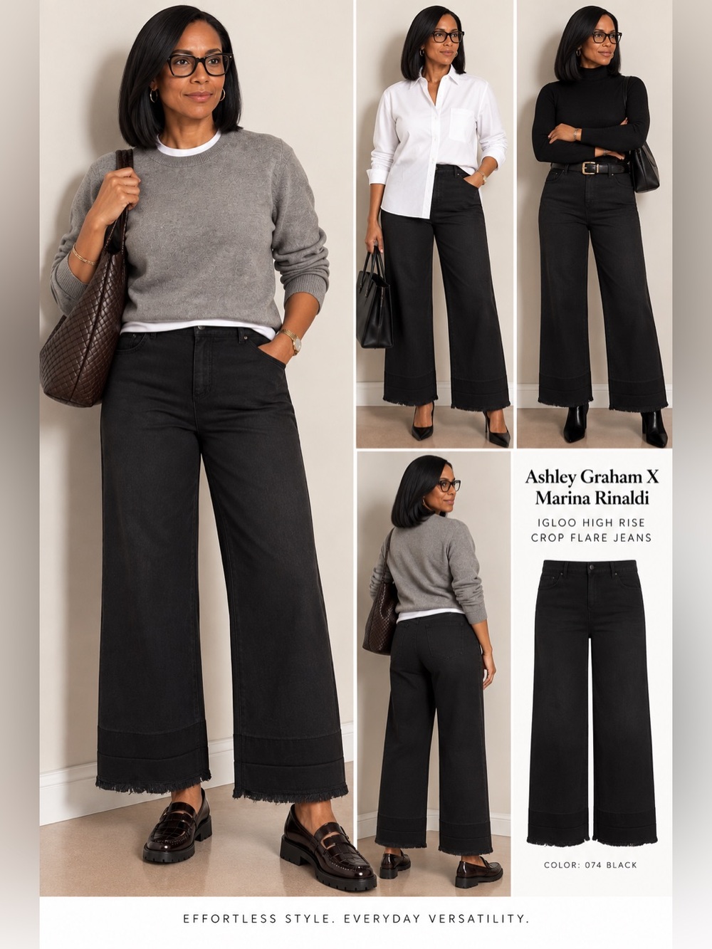 Igloo Black High-Rise Crop Wide-Leg Jeans